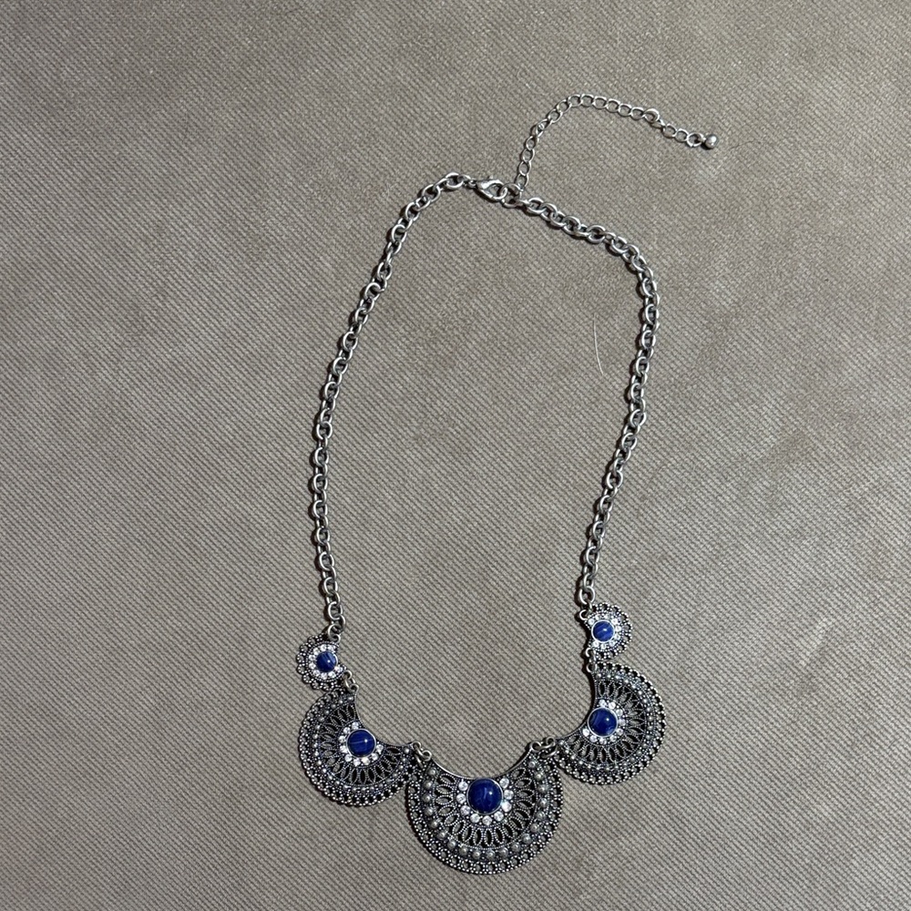 Elegant Silver and Blue Necklace